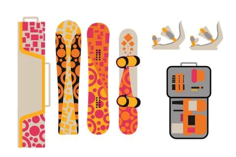 Snowboard sport boards elements Stock Illustration