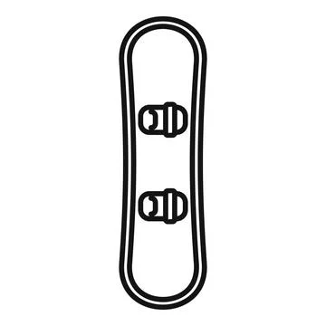 Snowboard top view with bindings showing minimalist icon design Stock Illustration