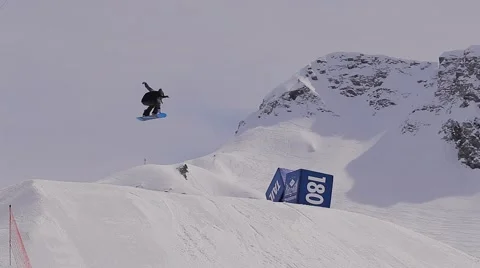 Snowboard trick extreme jump Stock Footage 58776341