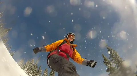 Snowboard view Stock Footage 29596303