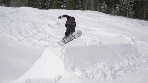 Snowboarder 540 Grab Stock Footage 121428087