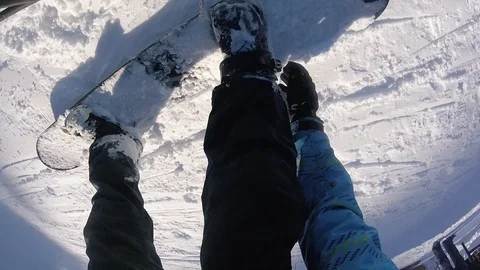 Snowboarder Adjusting Straps Stock Footage 101755184