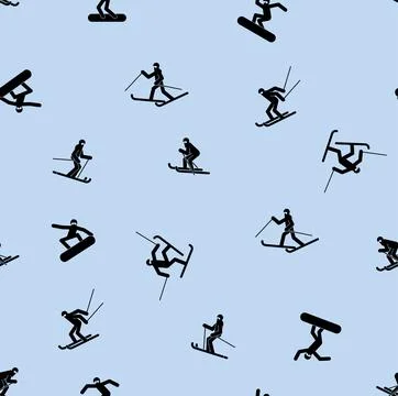 Snowboarder and Skier pattern seamless. snowboarding background. Skiing tex.. Illustrazione stock