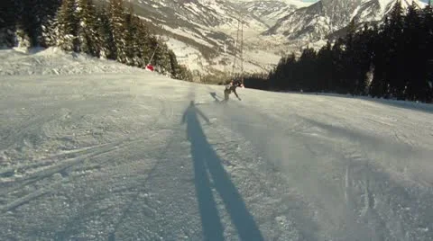 Snowboarder in Austria Stock Footage