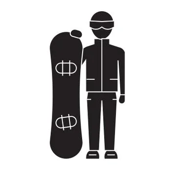Snowboarder black vector concept icon. Snowboarder flat illustration, sign Illustrazione stock