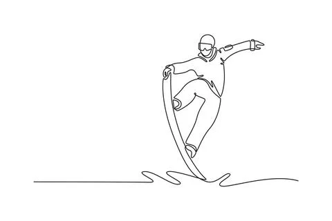Snowboarder carving a sharp turn or executing a grab trick Stock-Illustration