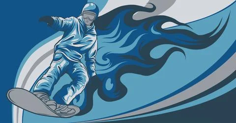 Snowboarder crow on fire vector illustration art 스톡 일러스트