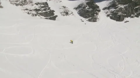 Snowboarder downhill Stock Footage 5503920