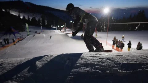 Snowboarder dropping in Stock Footage 267961663