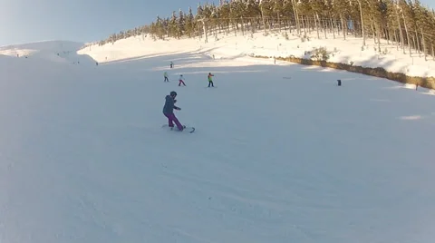 The snowboarder fall down learning to ride,fail. Stock Footage 36021447
