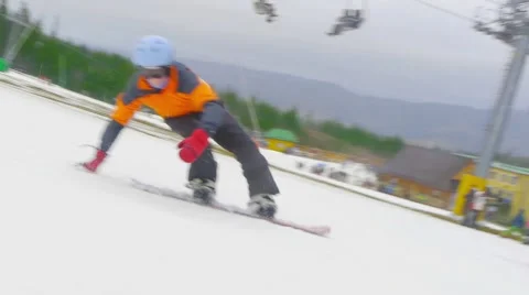 Snowboarder Fall Down The Slope,hard fall skier,falling Stock Footage 47982387