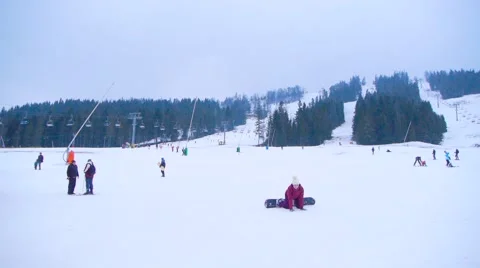 Snowboarder Fall Down The Slope,hard fall skier,falling Stock Footage 47982426