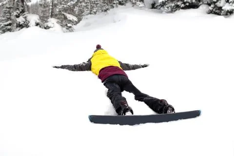 Snowboarder fallen down Stock Photos