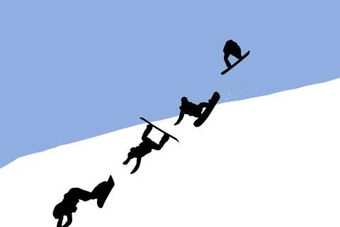 Snowboarder falling from a ramp vector Stock Illustration