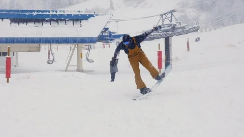 Snowboarder Falls Hard Video stock 99261856