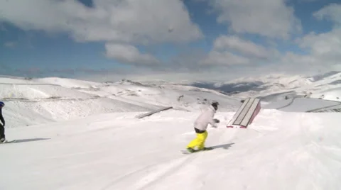 Snowboarder follow Stock Footage 4084971