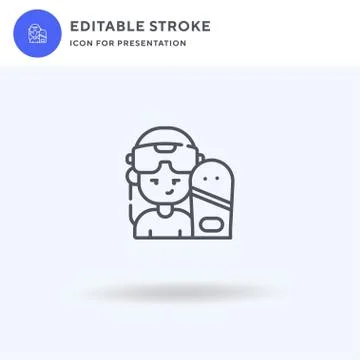 Snowboarder icon vector, filled flat sign, solid pictogram isolated on white Stock Illustration