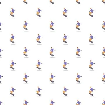 Snowboarder jumping in action seamless pattern design Stock Illustration