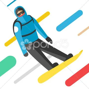 Snowboarder jumping pose on winter outdoor background Stock Illustration