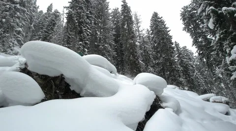 Snowboarder jumps in deep snow Stock-Footage 56642491