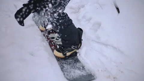 Snowboarder Jumps of the Ground Stock Footage 101850754