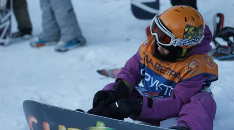 Snowboarder kid Stock Footage 52935648