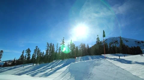 SNOWBOARDER LAUNCH Stock Footage 1012098