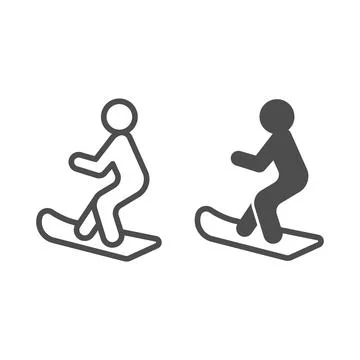 Snowboarder line and solid icon, Winter season concept, Man snowboarding sign on イラスト素材
