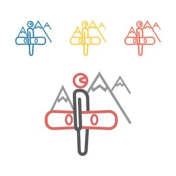 Snowboarder line icon. Vector signs for web graphics Stock Illustration