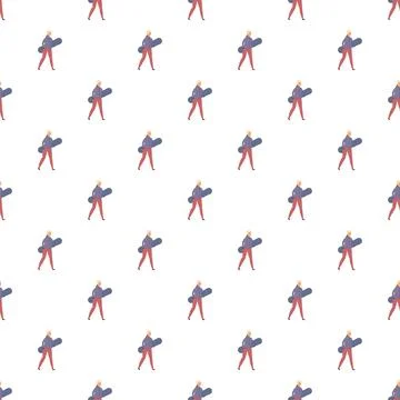 Snowboarder man walking seamless pattern in winter Illustrazione stock