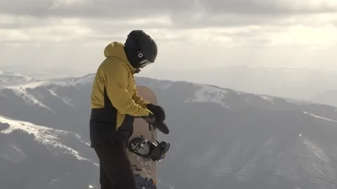 Snowboarder mountain Stock Footage 171273769