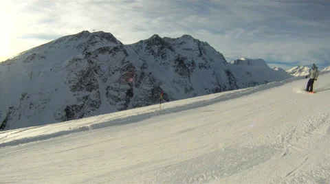 Snowboarder passing by Stock Footage 3147185