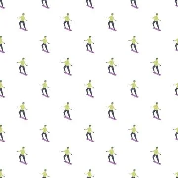 Snowboarder pattern creating a seamless winter sports background Stock Illustration
