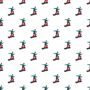 Snowboarder pattern with winter sport elements seamless background Stock Illustration