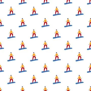 Snowboarder pattern with winter sports theme Stock Illustration