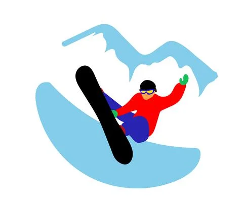 Snowboarder performs tricks on the board. Cartoon. Vector Stock Illustration