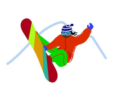 Snowboarder performs tricks on the board. Cartoon. Vector. Stock Illustration