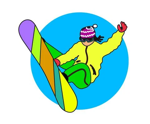 Snowboarder performs tricks on the board. Cartoon. Stock Illustration