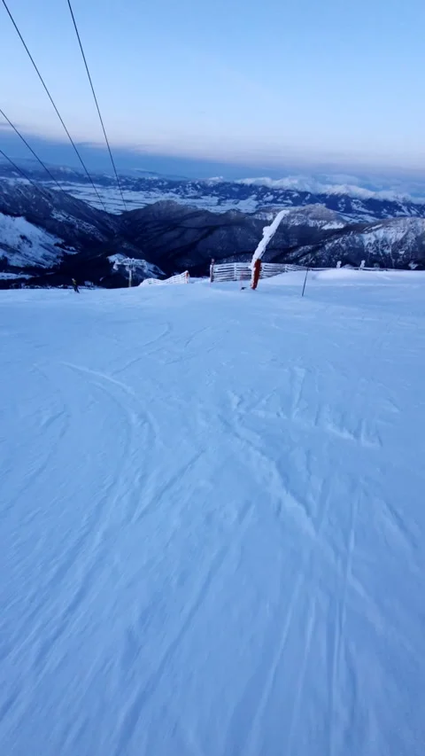 Snowboarder point of view going down by slope Stock Footage 170461165