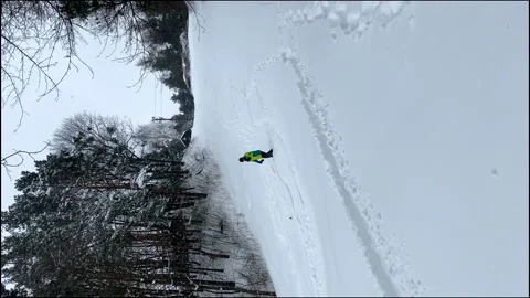 Snowboarder on powder Stock Footage 164247071