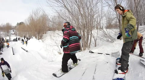 Snowboarder race Stock Footage 52936206