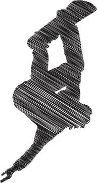 Snowboarder Silhouette. Dynamic Scribble Style Illustration Stock Illustration