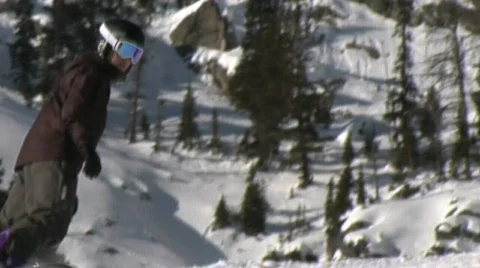 Snowboarder on a ski slope Stock Footage 635196