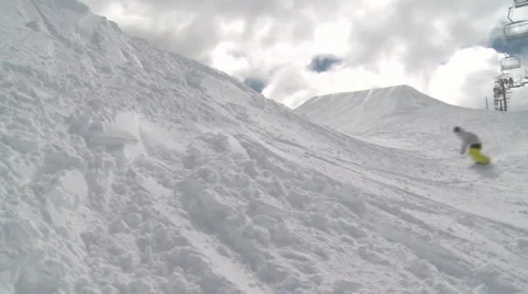 Snowboarder slash Stock Footage 4084002