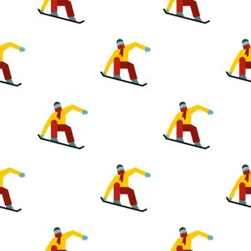 Snowboarder on the snowboard deck pattern seamless Stock Illustration