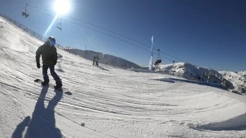 Snowboarder on snowpark Stock Footage 126142404