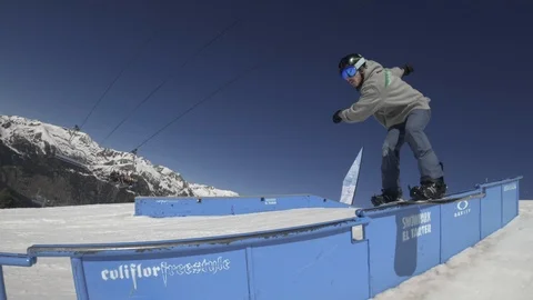Snowboarder on snowpark Stock Footage 126154863