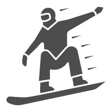 Snowboarder solid icon, World snowboard day concept, Man snowboarding sign on イラスト素材