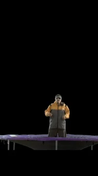 Snowboarder on trampoline. Stock Footage 79657