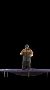 Snowboarder on trampoline. Stock Footage 79659